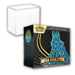 Pokemon TCG Mega Evolution Elite Trainer Box Lucario Acrylic Display Case Bundle