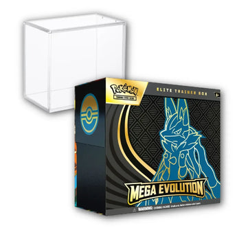 Pokemon TCG Mega Evolution Elite Trainer Box Lucario Acrylic Display Case Bundle