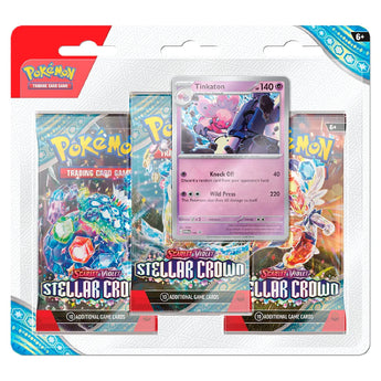 Pokemon TCG Stellar Crown 3 Pack Blister Tinkaton