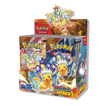 Pokémon trading card game packaging with characters and 'Pokémon' branding.