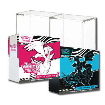 Pokemon TCG Black Bolt White Flare 2 Elite Trainer Box 2 Acrylic Cases Bundle