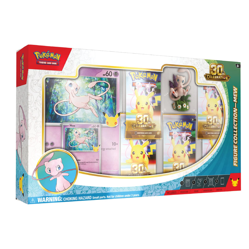 Pokémon figure collection set packaging with various figures and cards on a white background