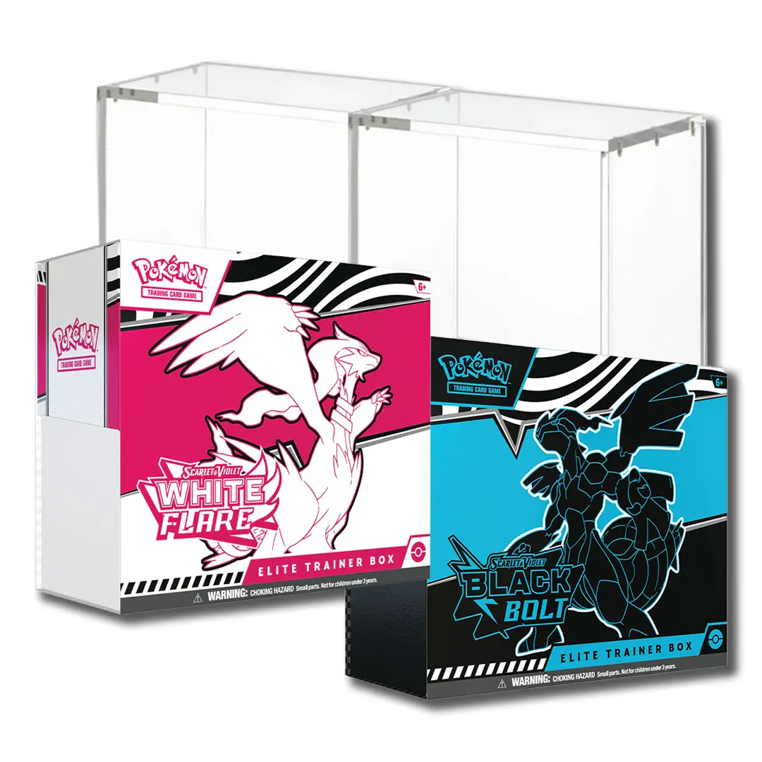 Pokemon TCG: Black Bolt & White Flare - 2 Elite Trainer Boxes + 2 Acry ...