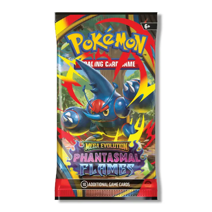 Pokémon TCG Phantasmal Flames Sleeved Booster Pack – 2025 Mega Evolution, English, Factory Sealed