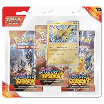 Pokemon TCG Surging Sparks 3 Pack Blister Zapdos Promo