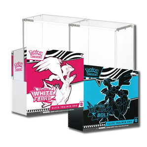 Pokemon TCG Black Bolt White Flare 2 Elite Trainer Box 2 Acrylic Cases Bundle